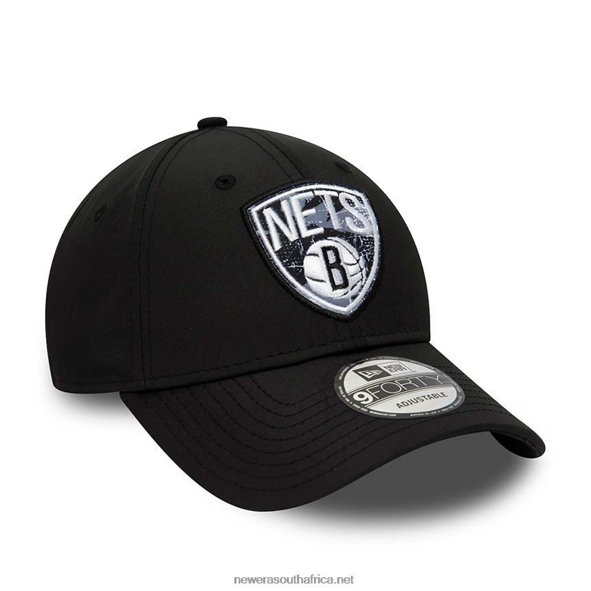 Brooklyn Nets Print Infill Black 9FORTY Adjustable Cap New Era TRBRBN1549