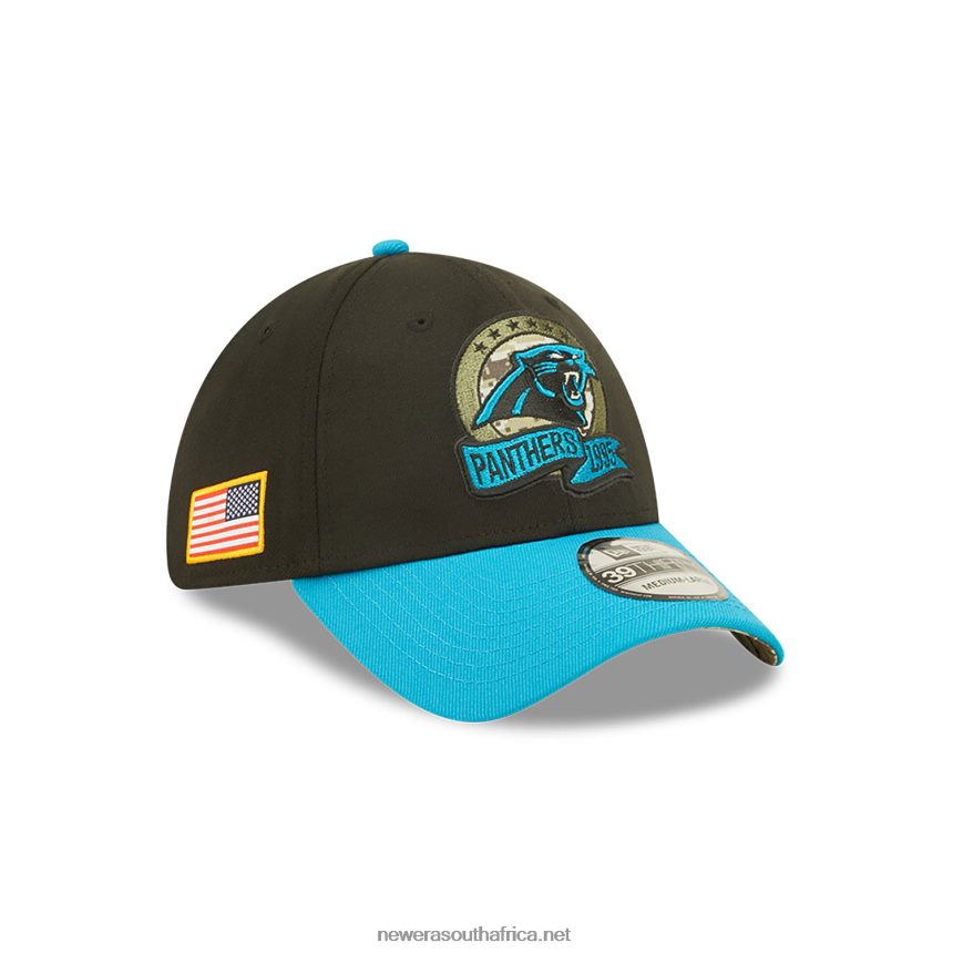 Carolina Panthers NFL Salute to Service Black 39THIRTY Stretch Fit Cap New Era TRBRBN2166