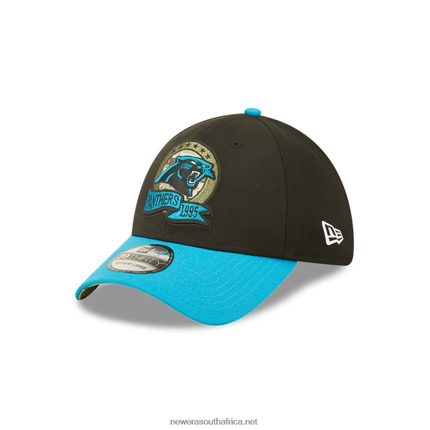 Carolina Panthers NFL Salute to Service Black 39THIRTY Stretch Fit Cap New Era TRBRBN2166