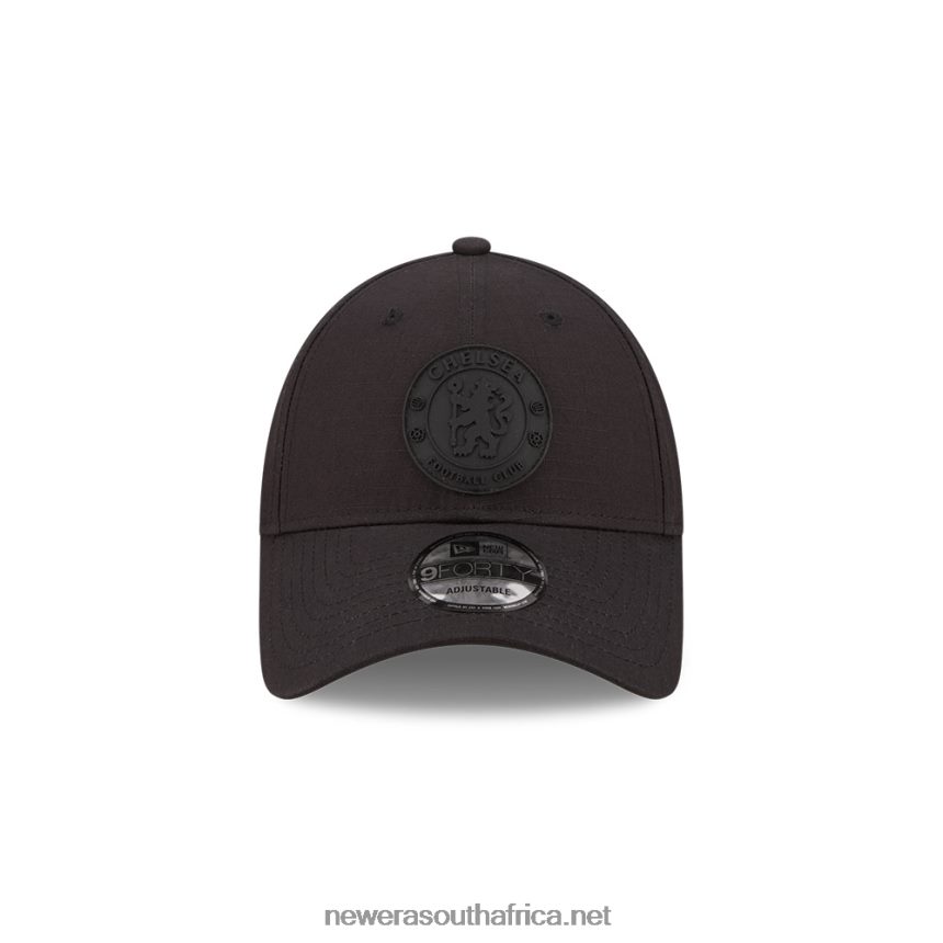 Chelsea FC Lion Crest Black On Black Ripstop 9FORTY Adjustable Cap New Era TRBRBN1684