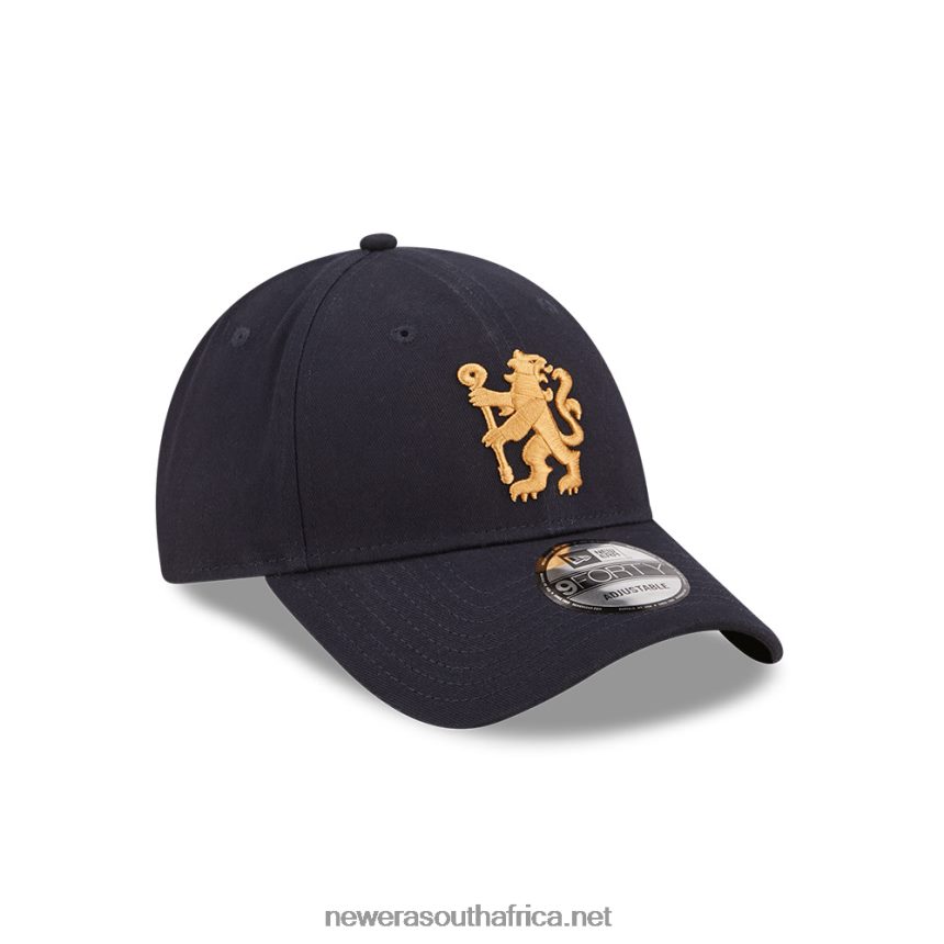 Chelsea FC Lion Crest Brushed Cotton Navy 9FORTY Adjustable Cap New Era TRBRBN1701