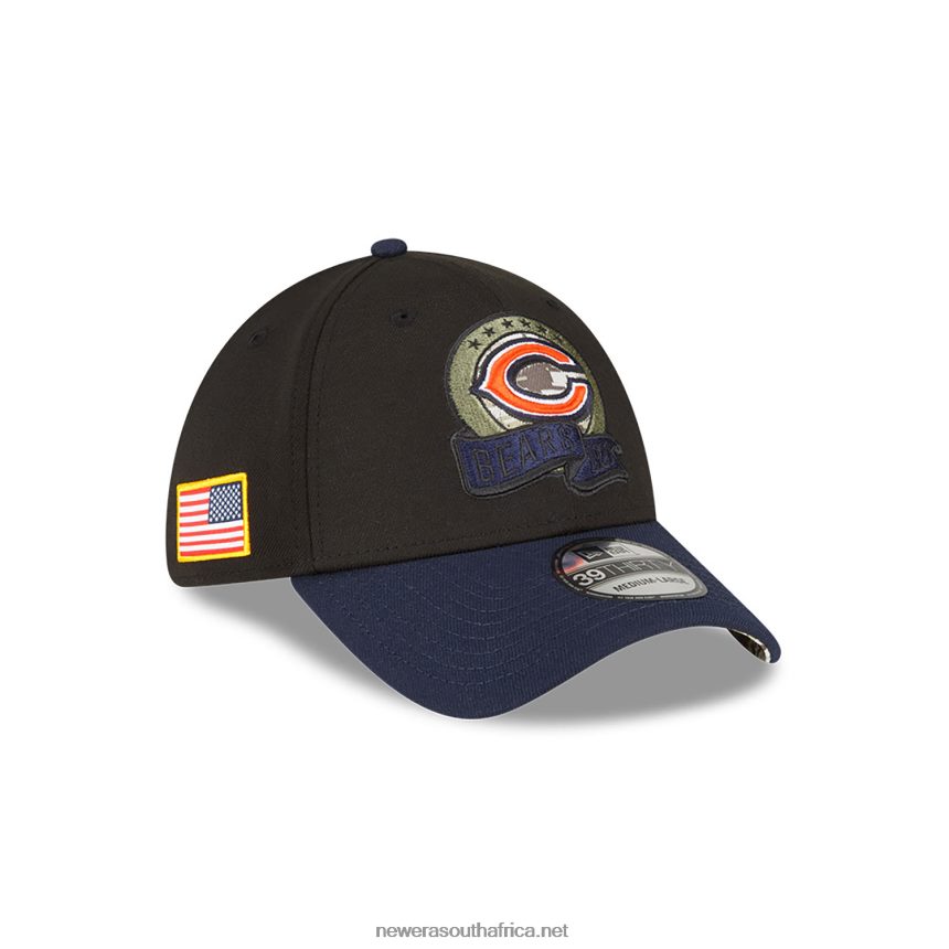 Chicago Bears NFL Salute to Service Black 39THIRTY Stretch Fit Cap New Era TRBRBN2172
