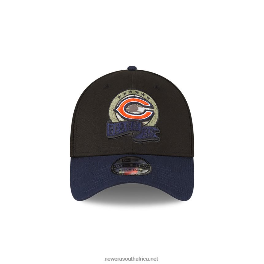 Chicago Bears NFL Salute to Service Black 39THIRTY Stretch Fit Cap New Era TRBRBN2172