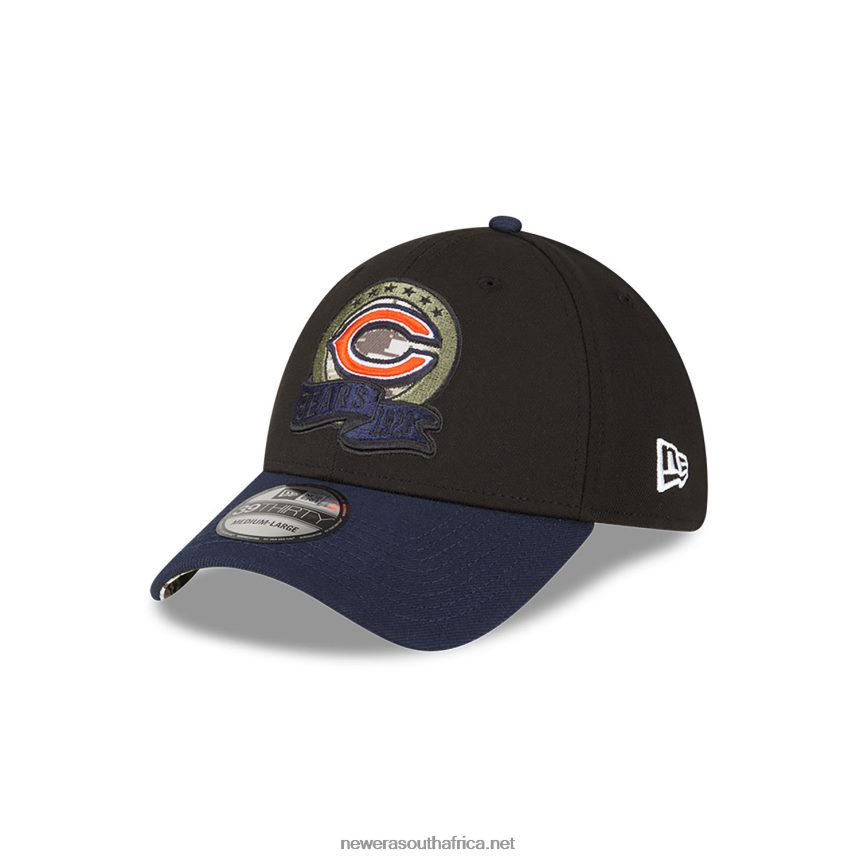 Chicago Bears NFL Salute to Service Black 39THIRTY Stretch Fit Cap New Era TRBRBN2172