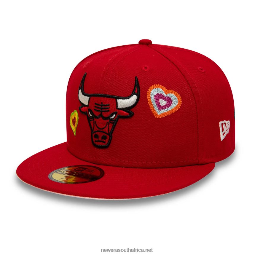 Chicago Bulls Chain Stitch Heart Red 59FIFTY Fitted Cap New Era TRBRBN345