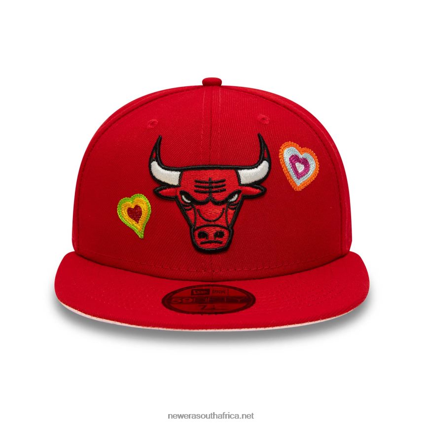 Chicago Bulls Chain Stitch Heart Red 59FIFTY Fitted Cap New Era TRBRBN345