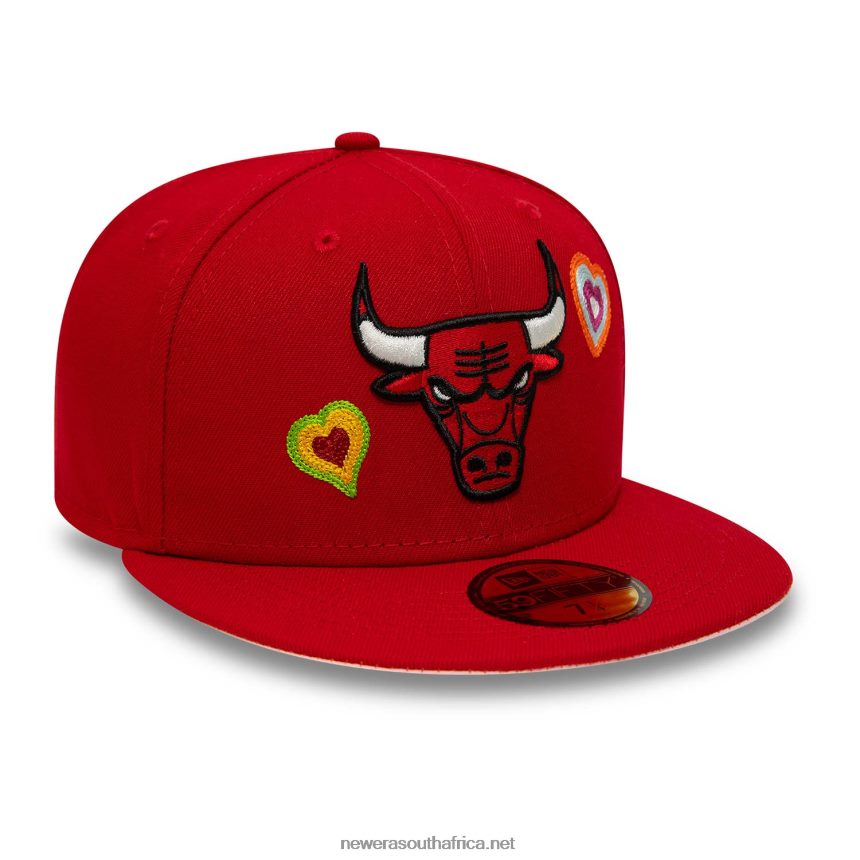 Chicago Bulls Chain Stitch Heart Red 59FIFTY Fitted Cap New Era TRBRBN345