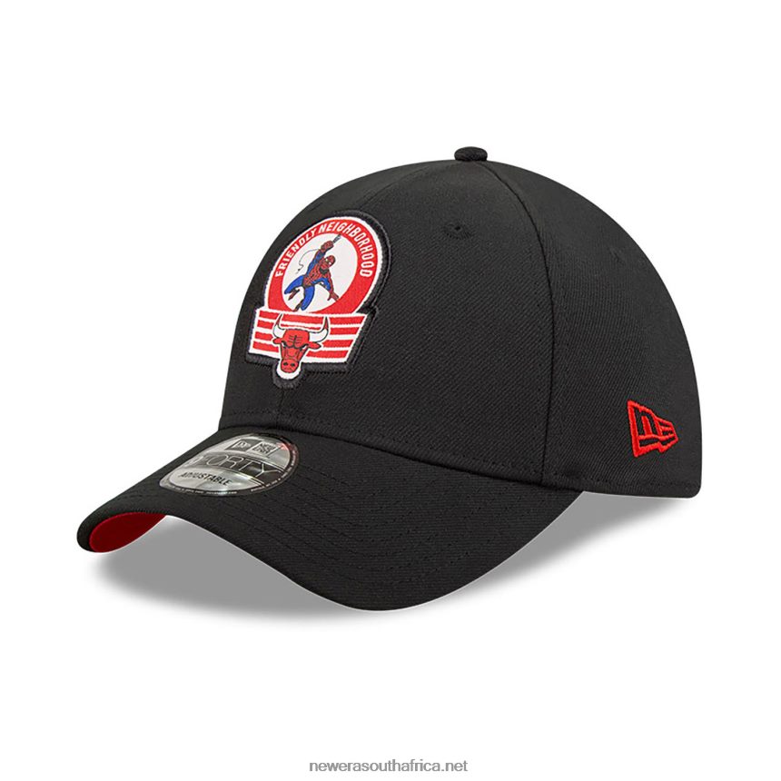 Chicago Bulls NBA x Marvel Spider-Man Black 9FORTY Adjustable Cap New Era TRBRBN1562