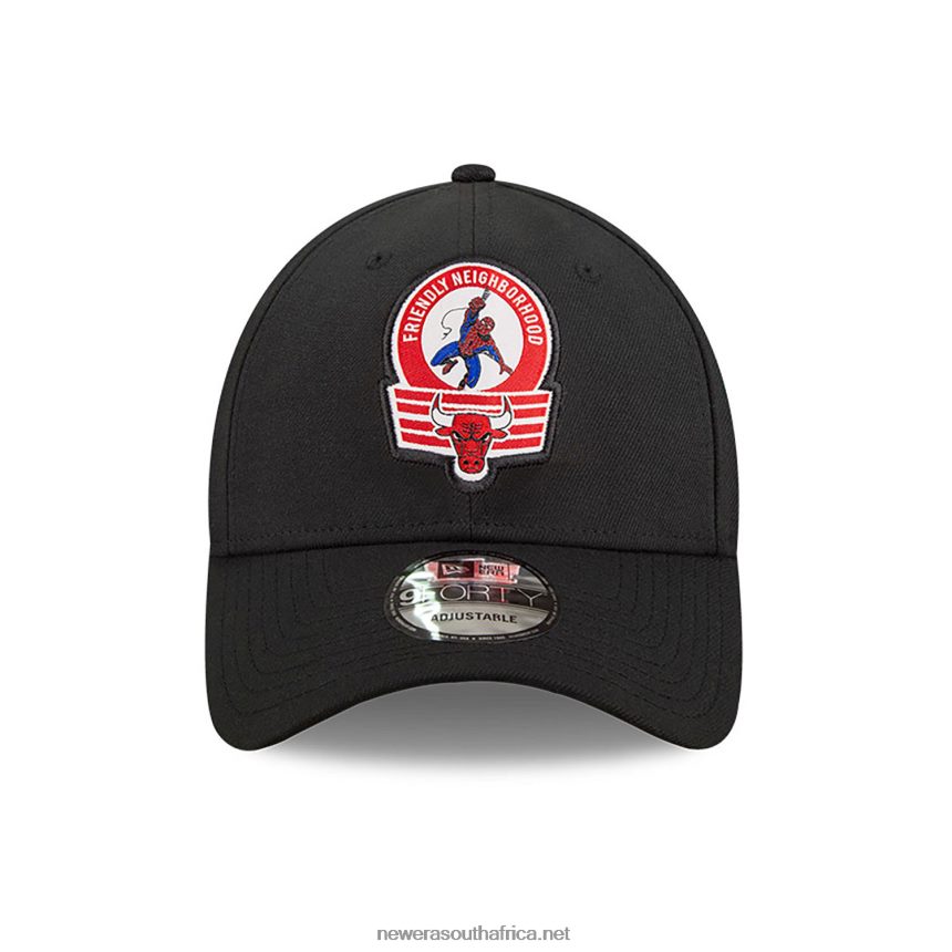 Chicago Bulls NBA x Marvel Spider-Man Black 9FORTY Adjustable Cap New Era TRBRBN1562