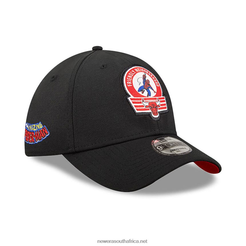 Chicago Bulls NBA x Marvel Spider-Man Black 9FORTY Adjustable Cap New Era TRBRBN1562