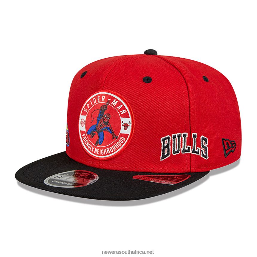 Chicago Bulls NBA x Marvel Spider-Man Red 9FIFTY Snapback Cap New Era TRBRBN2018