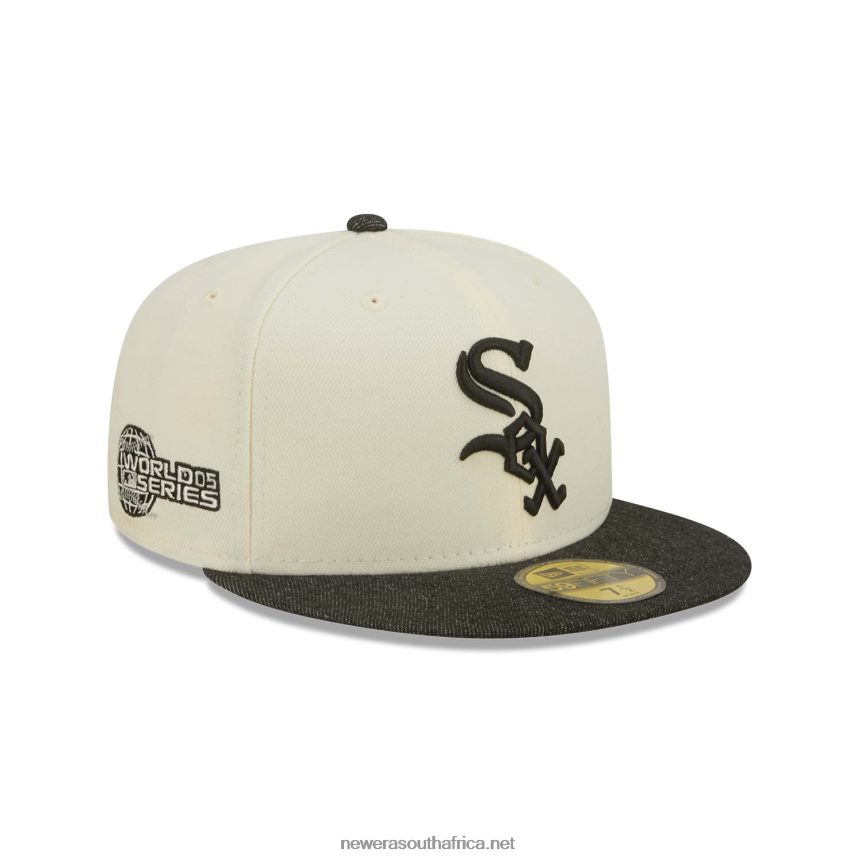 Chicago White Sox MLB Black Denim Chrome White 59FIFTY Fitted Cap New Era TRBRBN1419