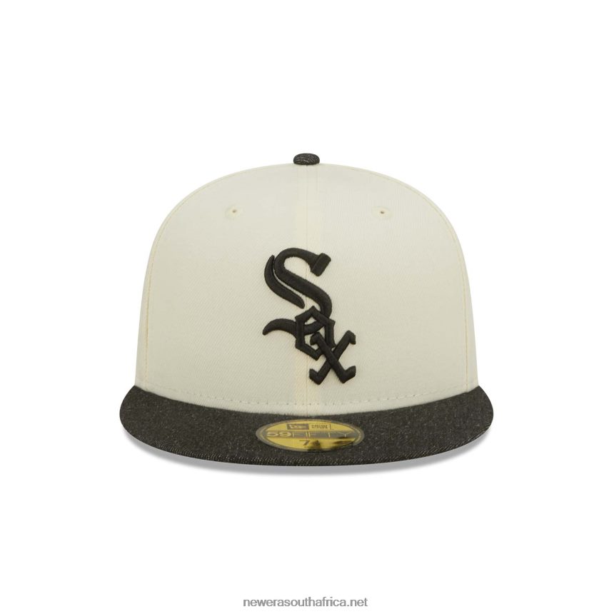 Chicago White Sox MLB Black Denim Chrome White 59FIFTY Fitted Cap New Era TRBRBN1419