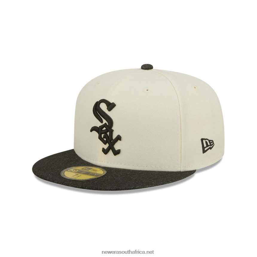 Chicago White Sox MLB Black Denim Chrome White 59FIFTY Fitted Cap New Era TRBRBN1419