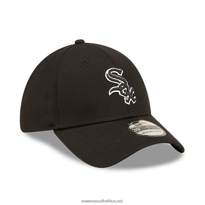 Chicago White Sox Team Outline Black 39THIRTY Stretch Fit Cap New Era TRBRBN2203