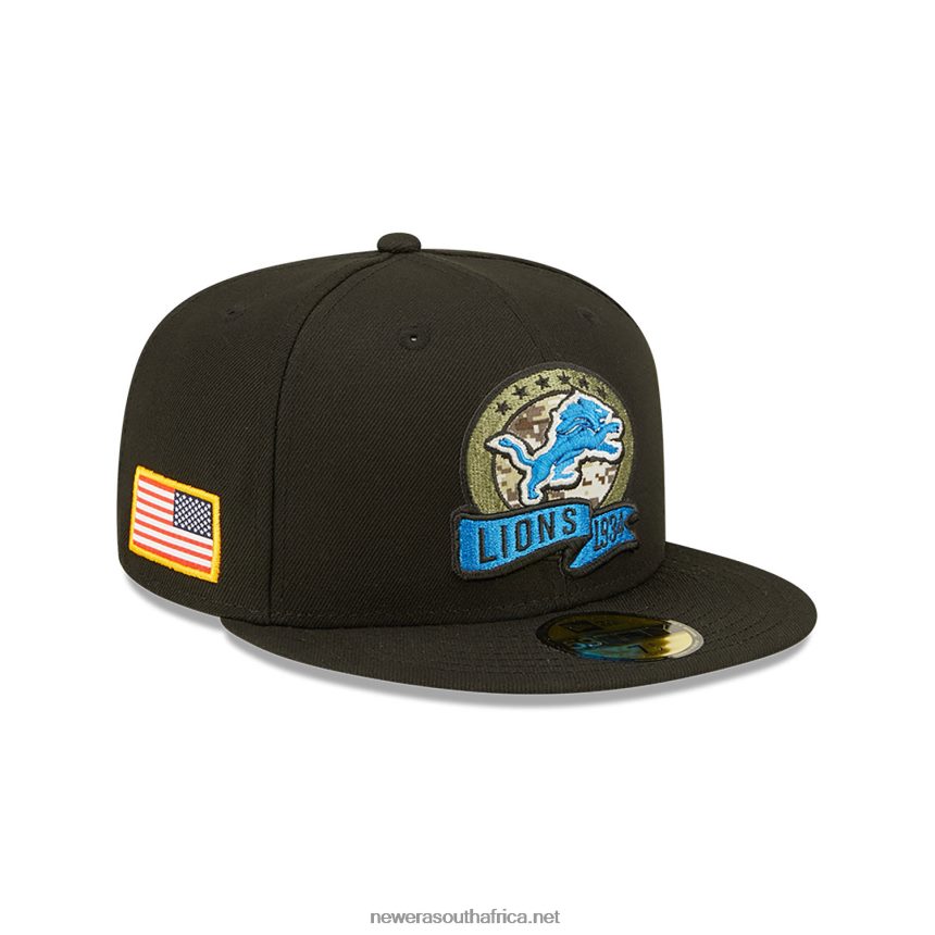 Detroit Lions NFL Salute to Service Black 59FIFTY Fitted Cap New Era TRBRBN338