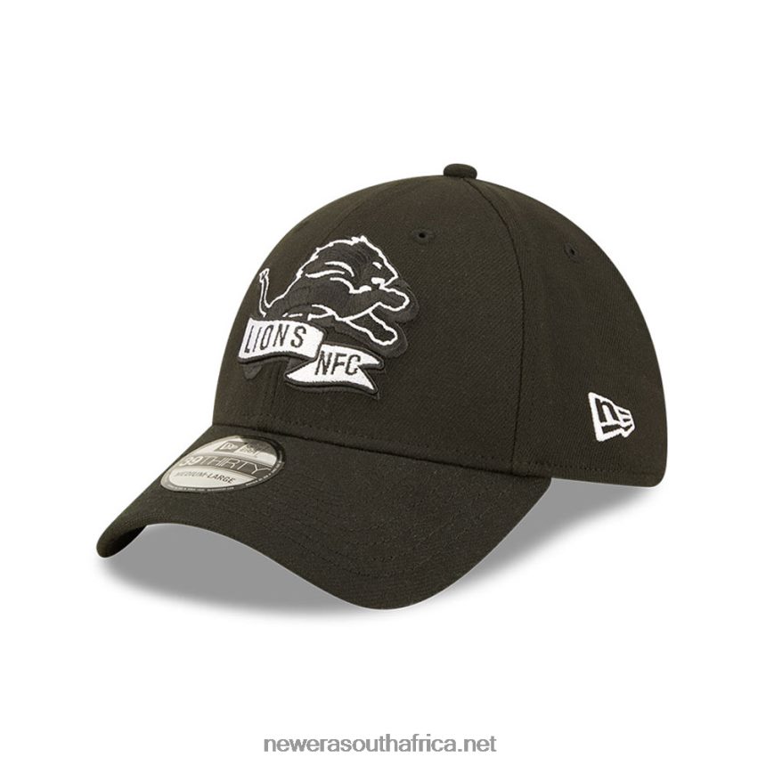 Detroit Lions NFL Sideline 2022 Black 39THIRTY Stretch Fit Cap New Era TRBRBN2164