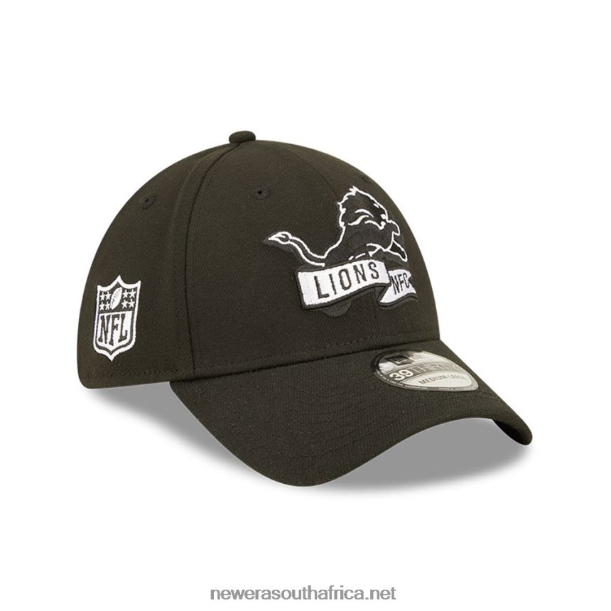 Detroit Lions NFL Sideline 2022 Black 39THIRTY Stretch Fit Cap New Era TRBRBN2164