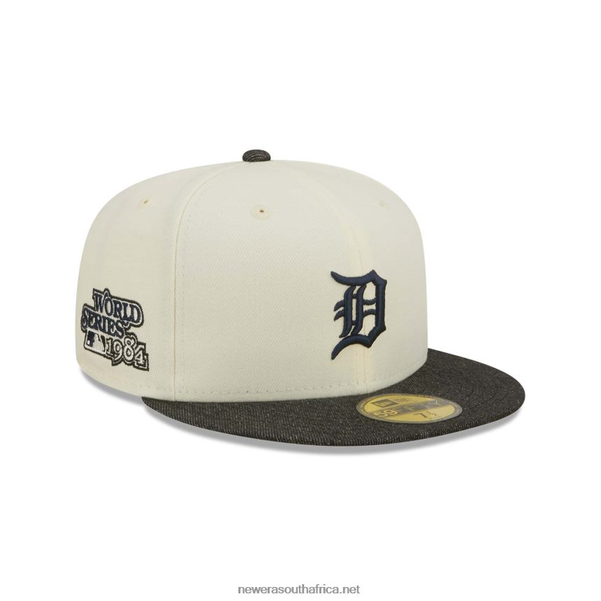 Detroit Tigers MLB Black Denim Chrome White 59FIFTY Fitted Cap New Era TRBRBN1370