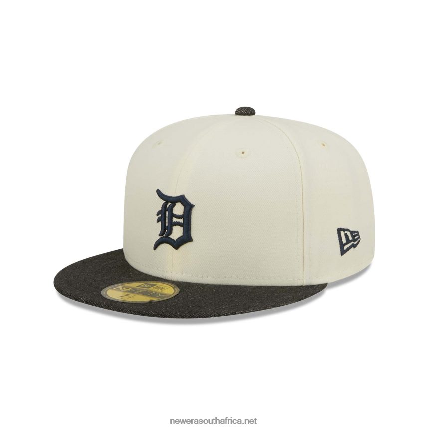 Detroit Tigers MLB Black Denim Chrome White 59FIFTY Fitted Cap New Era TRBRBN1370