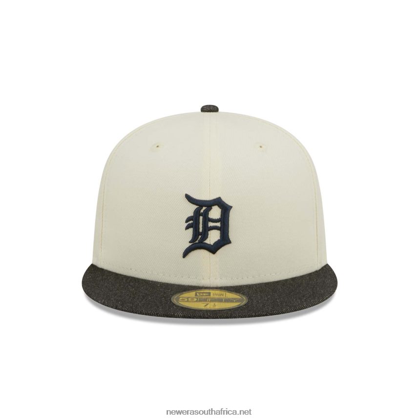 Detroit Tigers MLB Black Denim Chrome White 59FIFTY Fitted Cap New Era TRBRBN1370