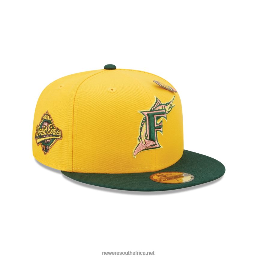 Florida Marlins Back to School Yellow 59FIFTY Fitted Cap New Era TRBRBN49
