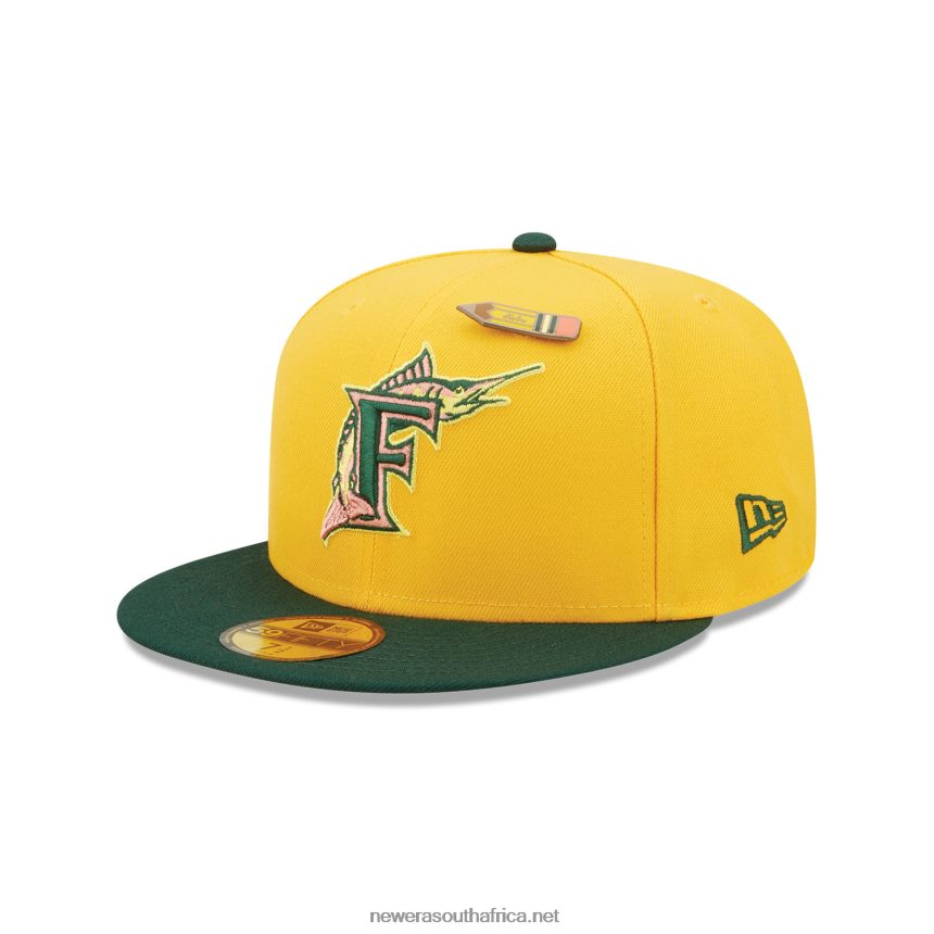 Florida Marlins Back to School Yellow 59FIFTY Fitted Cap New Era TRBRBN49