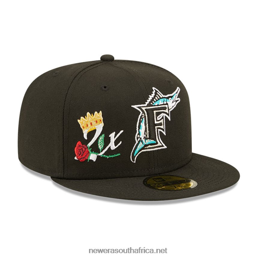 Florida Marlins Crown Champs Black 59FIFTY Fitted Cap New Era TRBRBN775
