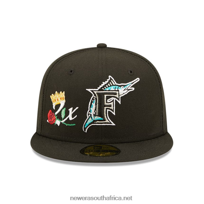 Florida Marlins Crown Champs Black 59FIFTY Fitted Cap New Era TRBRBN775
