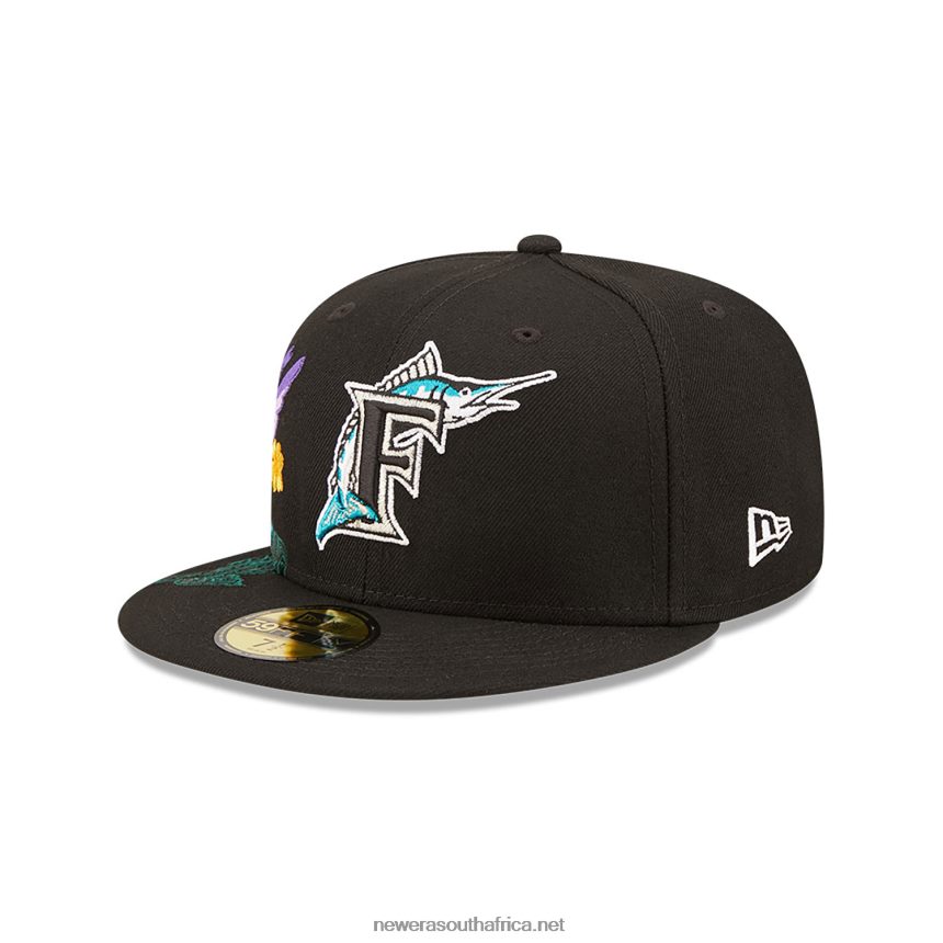 Florida Marlins MLB Blooming Black 59FIFTY Fitted Cap New Era TRBRBN705