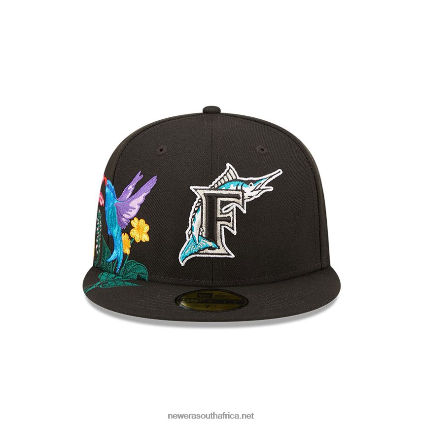 Florida Marlins MLB Blooming Black 59FIFTY Fitted Cap New Era TRBRBN705
