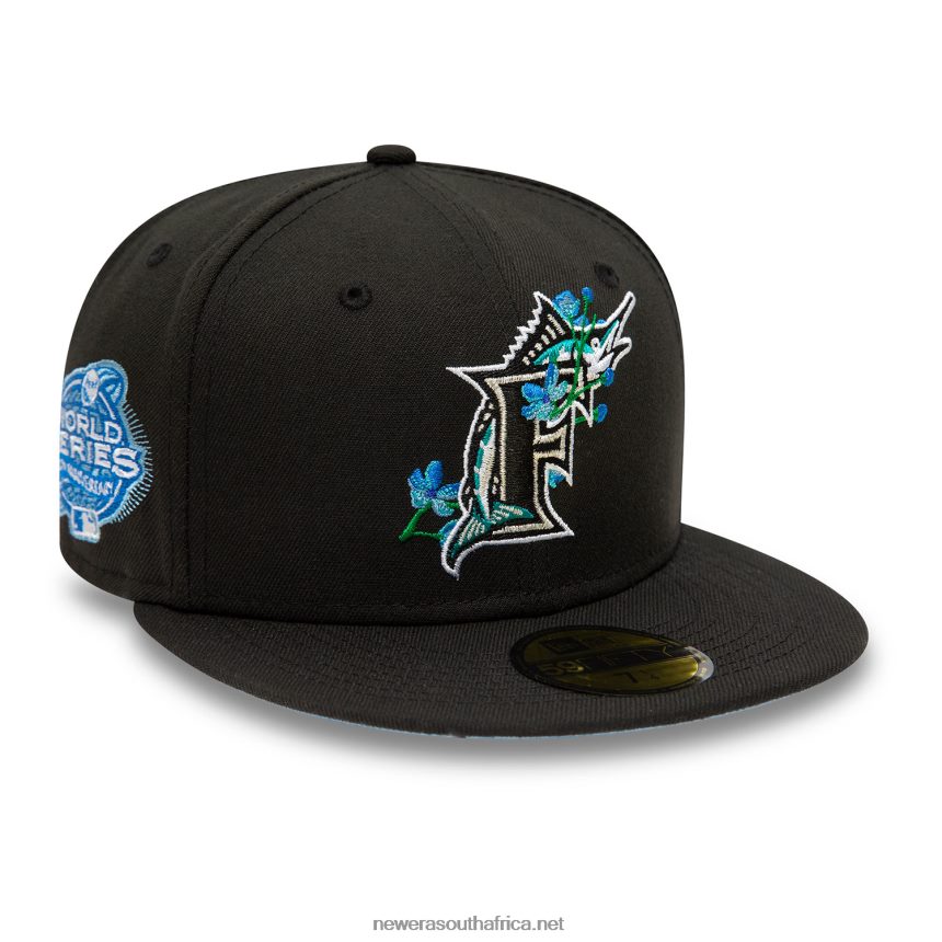 Florida Marlins Side Patch Bloom Black 59FIFTY Fitted Cap New Era TRBRBN838