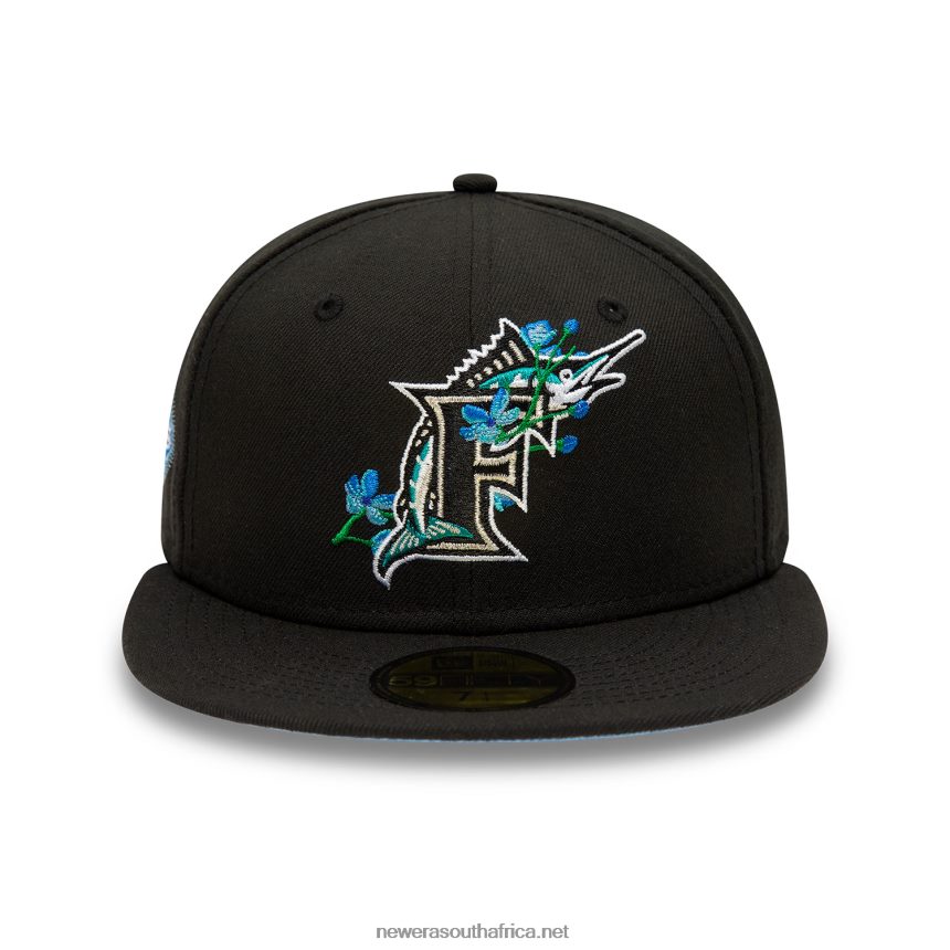 Florida Marlins Side Patch Bloom Black 59FIFTY Fitted Cap New Era TRBRBN838