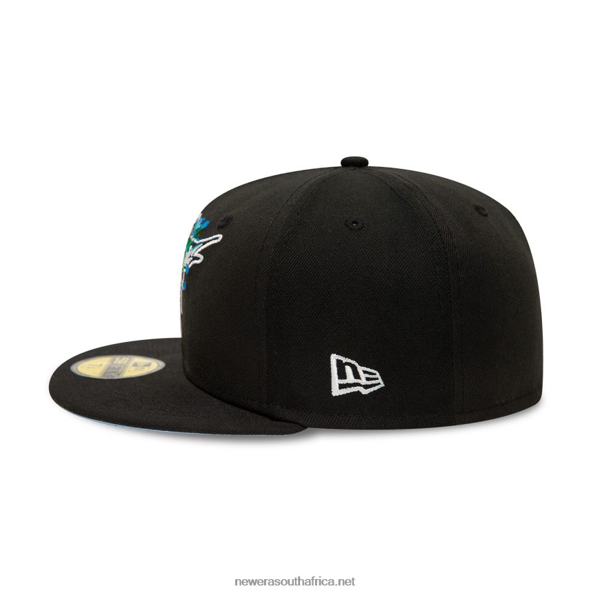 Florida Marlins Side Patch Bloom Black 59FIFTY Fitted Cap New Era TRBRBN838