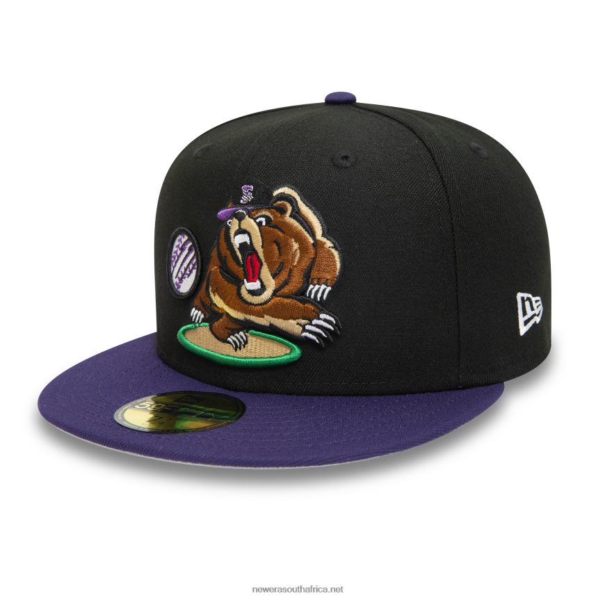 Fresno Grizzlies MiLB Black and Purple 59FIFTY Fitted Cap New Era TRBRBN648