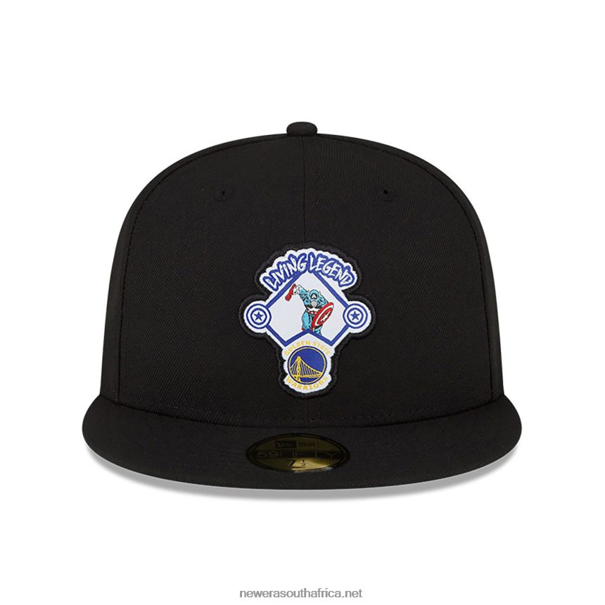 Golden State Warriors NBA x Marvel Captain America Black 59FIFTY Fitted Cap New Era TRBRBN2