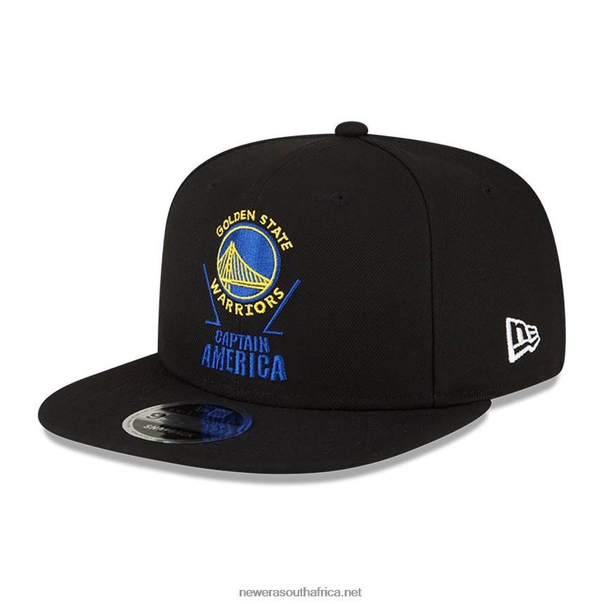 Golden State Warriors NBA x Marvel Captain America Black 9FIFTY Snapback Cap New Era TRBRBN1934