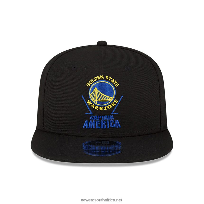 Golden State Warriors NBA x Marvel Captain America Black 9FIFTY Snapback Cap New Era TRBRBN1934