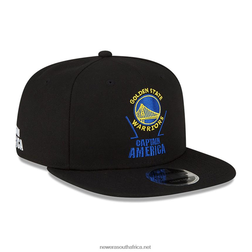 Golden State Warriors NBA x Marvel Captain America Black 9FIFTY Snapback Cap New Era TRBRBN1934