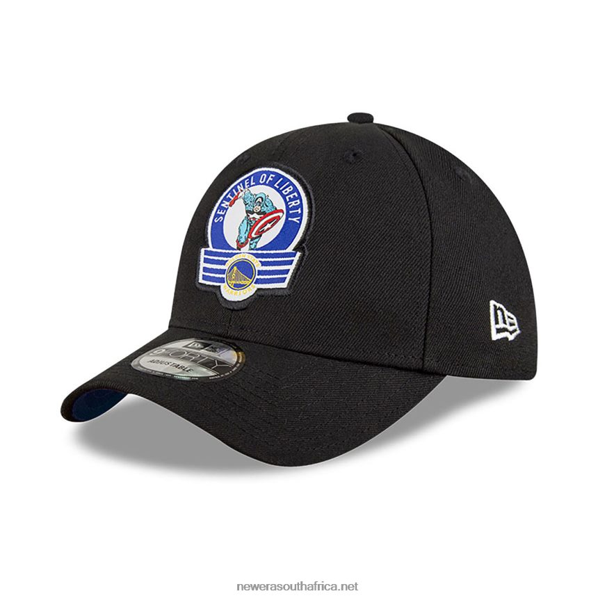 Golden State Warriors NBA x Marvel Captain America Black 9FORTY Adjustable Cap New Era TRBRBN1596