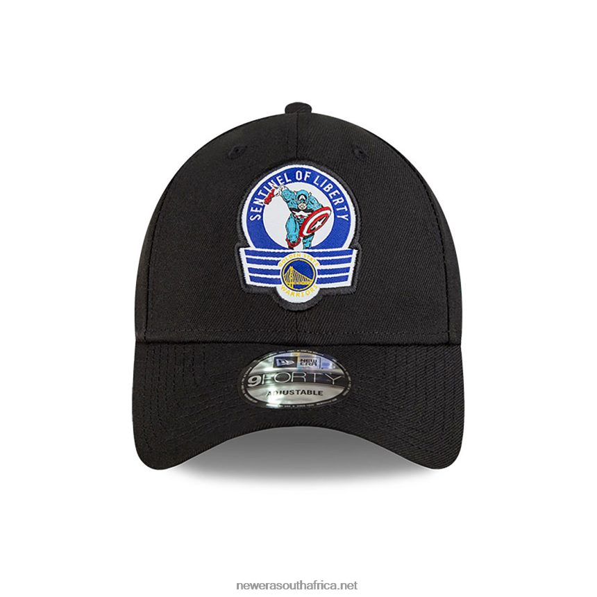 Golden State Warriors NBA x Marvel Captain America Black 9FORTY Adjustable Cap New Era TRBRBN1596