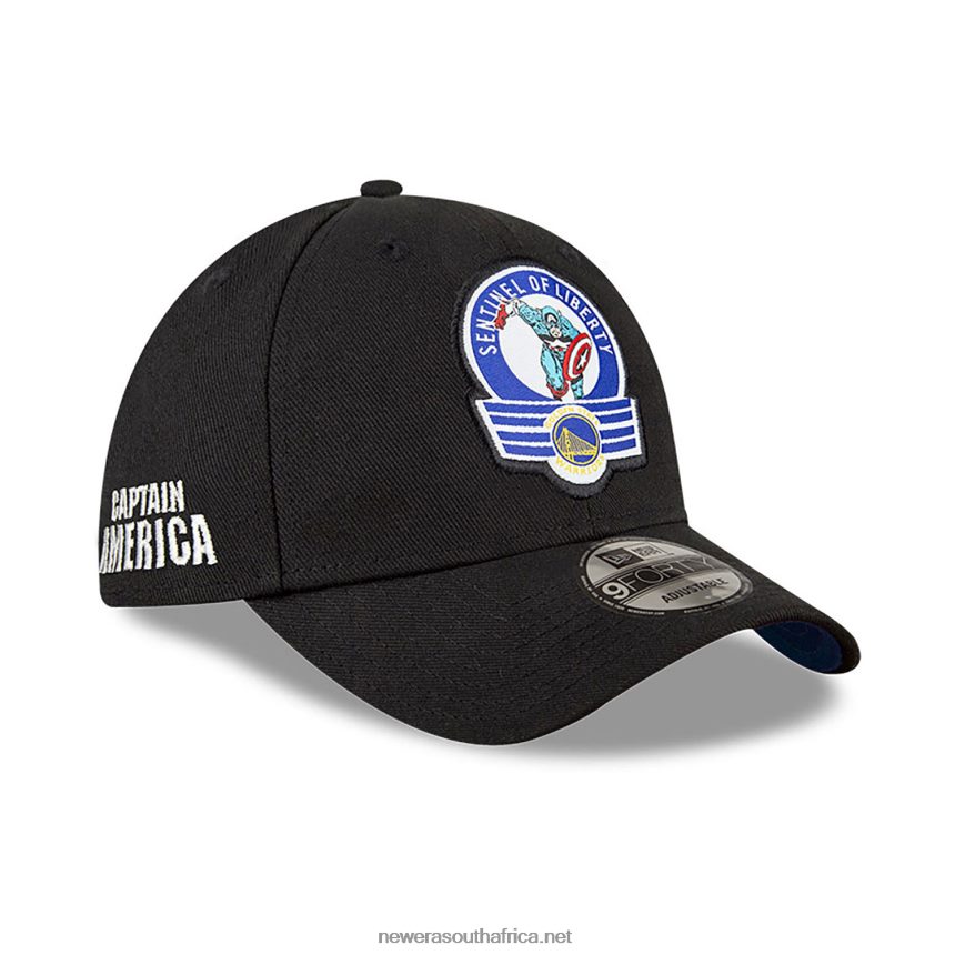 Golden State Warriors NBA x Marvel Captain America Black 9FORTY Adjustable Cap New Era TRBRBN1596