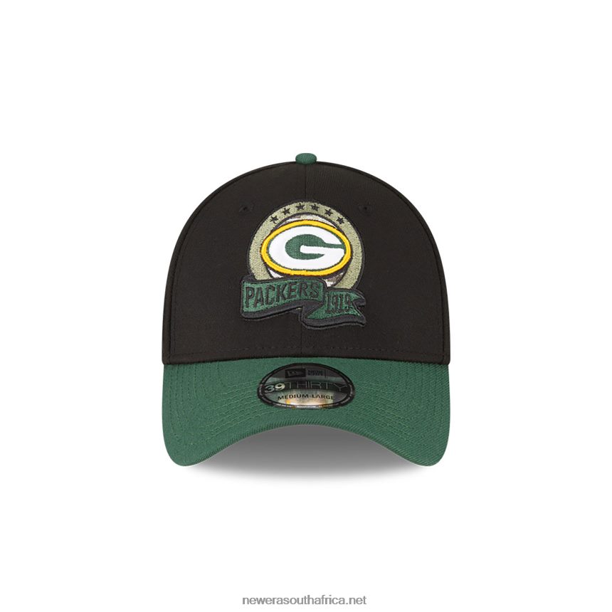Green Bay Packers NFL Salute to Service Black 39THIRTY Stretch Fit Cap New Era TRBRBN2193