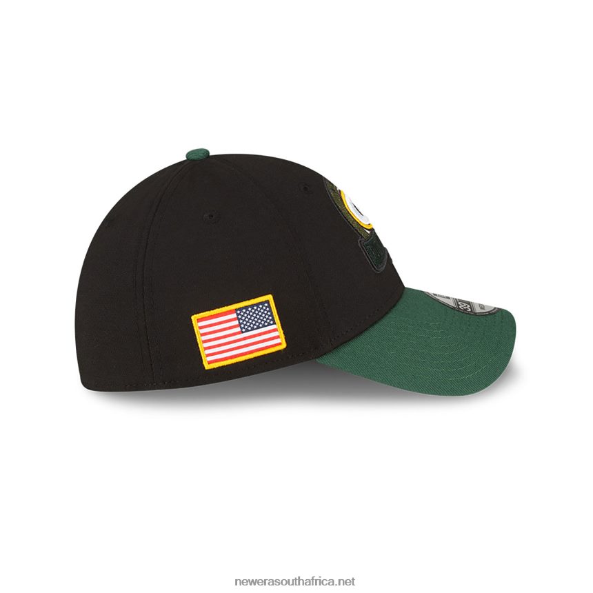 Green Bay Packers NFL Salute to Service Black 39THIRTY Stretch Fit Cap New Era TRBRBN2193