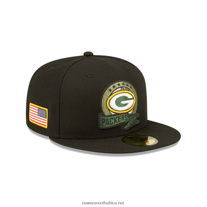 Green Bay Packers NFL Salute to Service Black 59FIFTY Fitted Cap New Era TRBRBN1356