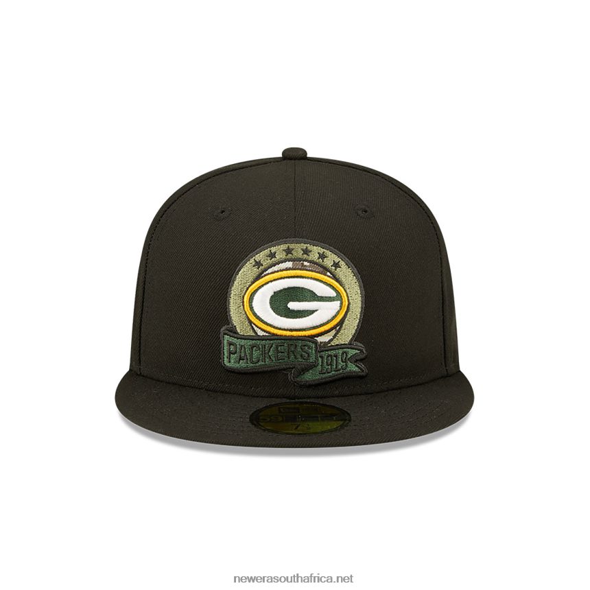 Green Bay Packers NFL Salute to Service Black 59FIFTY Fitted Cap New Era TRBRBN1356