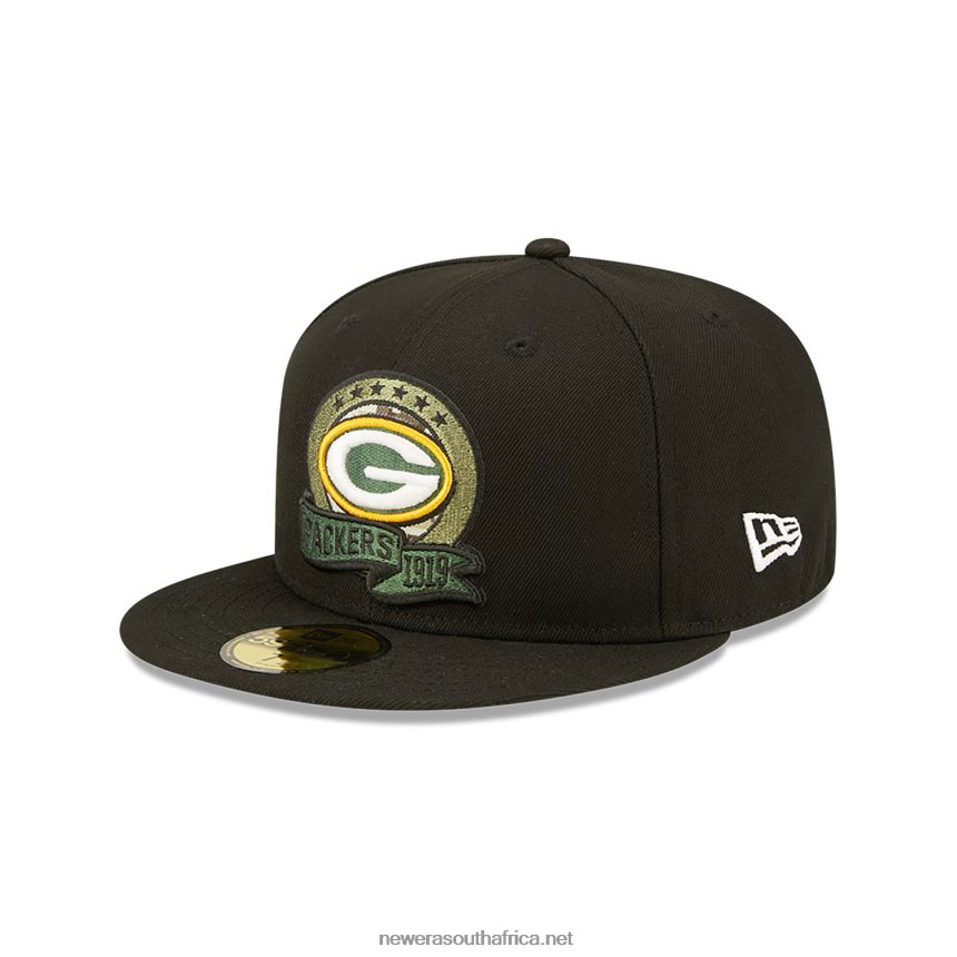 Green Bay Packers NFL Salute to Service Black 59FIFTY Fitted Cap New Era TRBRBN1356