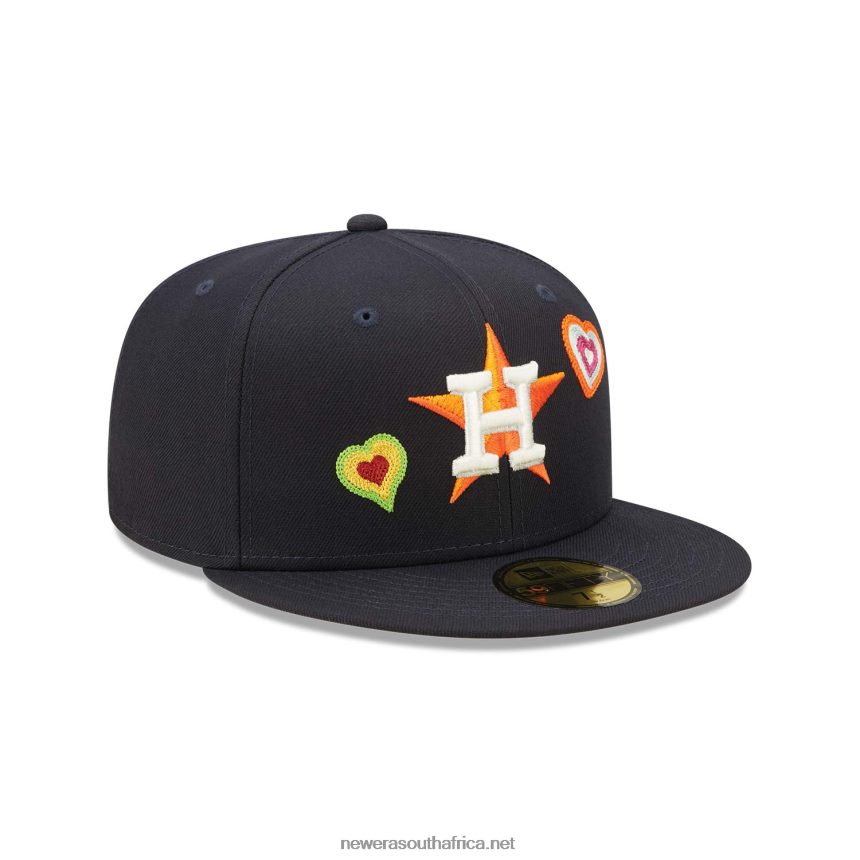 Houston Astros Chain Stitch Heart Navy 59FIFTY Fitted Cap New Era TRBRBN1068