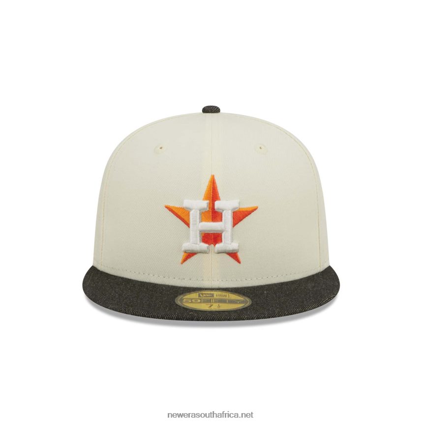 Houston Astros MLB Black Denim Chrome White 59FIFTY Fitted Cap New Era TRBRBN44