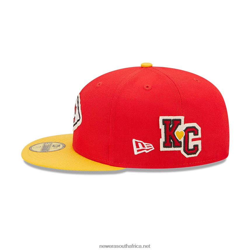 Kansas City Chiefs NE Letterman Red 59FIFTY Fitted Cap New Era TRBRBN406